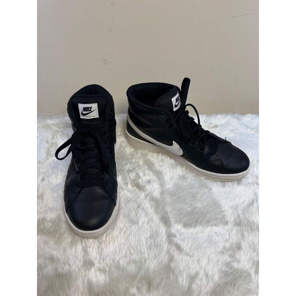 Nike Court Royale Mid Mens Black White Leather High Top Sneakers - Picture 6 of 9